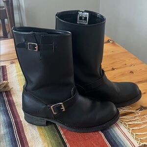 Frye Men's Black Buckle Leather Boots